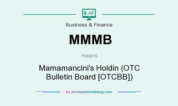 What does MMMB mean? It stands for Mamamancini`s Holdin (OTC Bulletin Board [OTCBB])