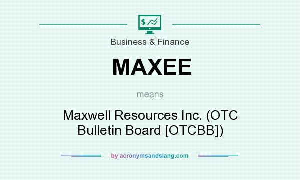 What does MAXEE mean? It stands for Maxwell Resources Inc. (OTC Bulletin Board [OTCBB])