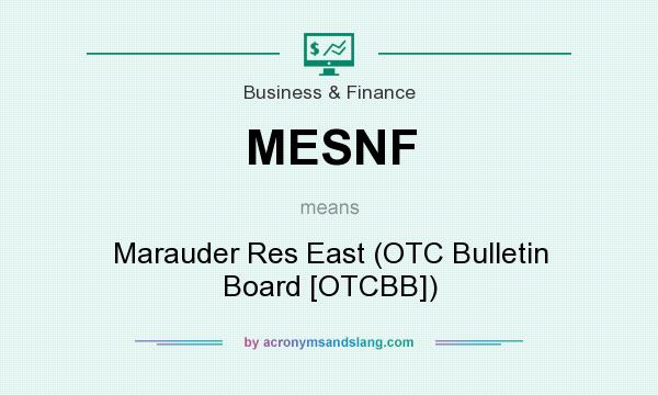 What does MESNF mean? It stands for Marauder Res East (OTC Bulletin Board [OTCBB])