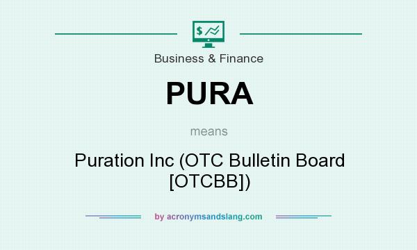 What does PURA mean? It stands for Puration Inc (OTC Bulletin Board [OTCBB])