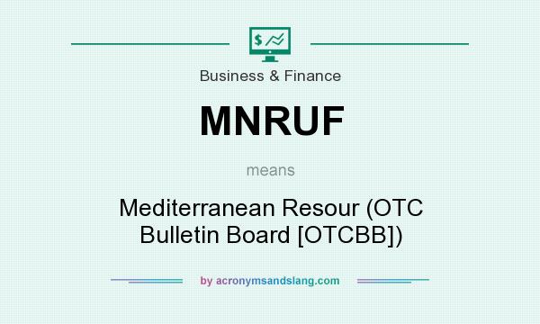 What does MNRUF mean? It stands for Mediterranean Resour (OTC Bulletin Board [OTCBB])