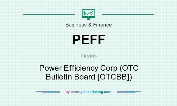 What does PEFF mean? It stands for Power Efficiency Corp (OTC Bulletin Board [OTCBB])