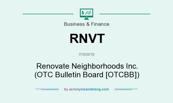 What does RNVT mean? It stands for Renovate Neighborhoods Inc. (OTC Bulletin Board [OTCBB])