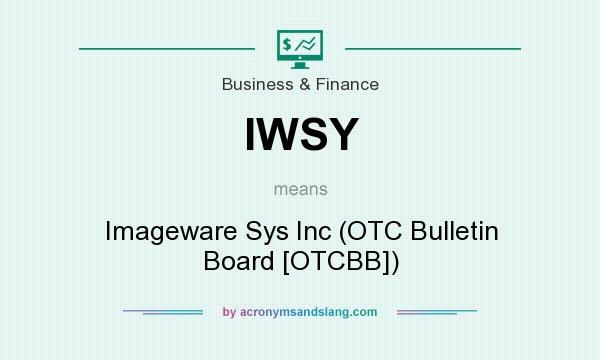 What does IWSY mean? It stands for Imageware Sys Inc (OTC Bulletin Board [OTCBB])