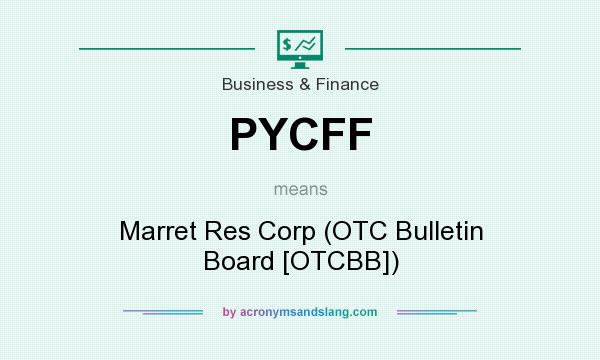 What does PYCFF mean? It stands for Marret Res Corp (OTC Bulletin Board [OTCBB])