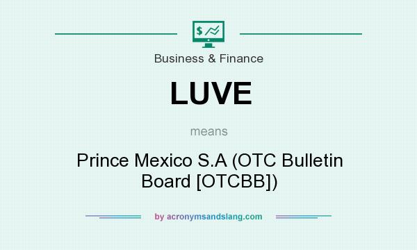 What does LUVE mean? It stands for Prince Mexico S.A (OTC Bulletin Board [OTCBB])