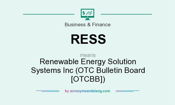 What does RESS mean? It stands for Renewable Energy Solution Systems Inc (OTC Bulletin Board [OTCBB])