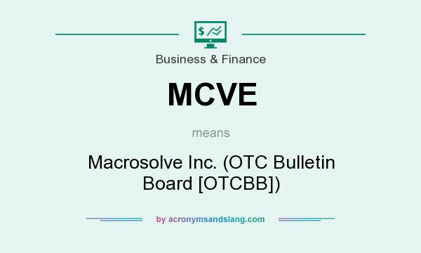 What does MCVE mean? It stands for Macrosolve Inc. (OTC Bulletin Board [OTCBB])