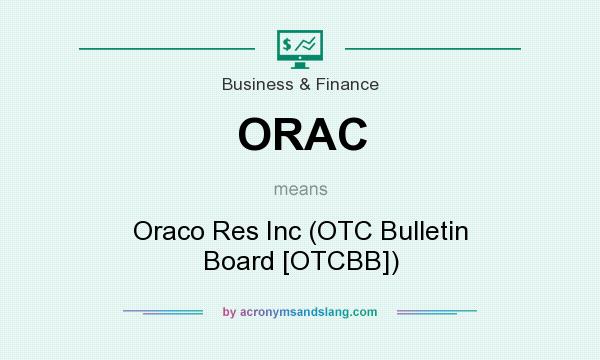 What does ORAC mean? It stands for Oraco Res Inc (OTC Bulletin Board [OTCBB])