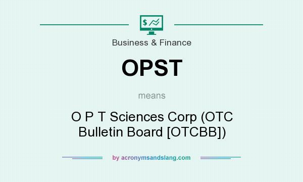 What does OPST mean? It stands for O P T Sciences Corp (OTC Bulletin Board [OTCBB])