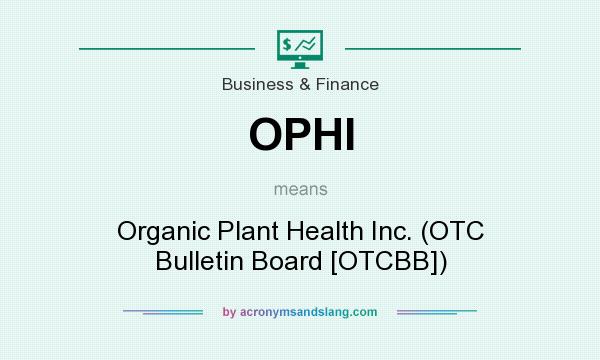 What does OPHI mean? It stands for Organic Plant Health Inc. (OTC Bulletin Board [OTCBB])