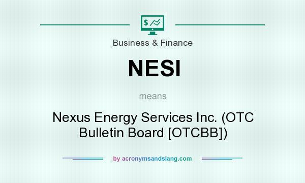 What does NESI mean? It stands for Nexus Energy Services Inc. (OTC Bulletin Board [OTCBB])