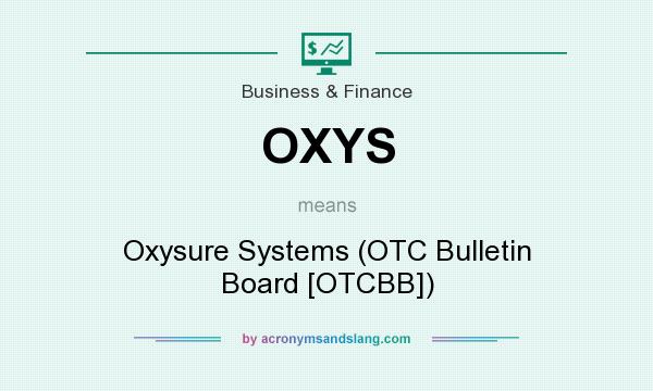 What does OXYS mean? It stands for Oxysure Systems (OTC Bulletin Board [OTCBB])