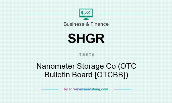What does SHGR mean? It stands for Nanometer Storage Co (OTC Bulletin Board [OTCBB])