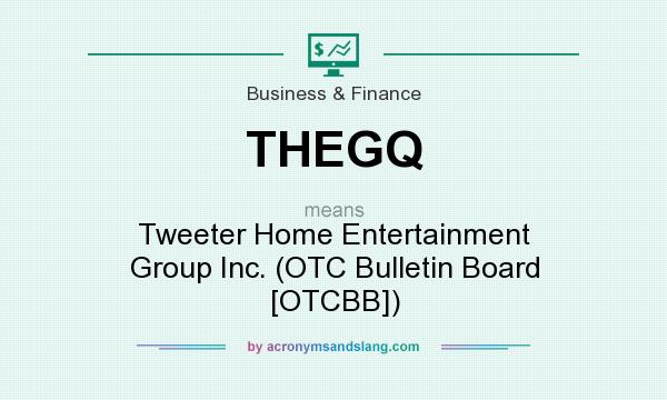 What does THEGQ mean? It stands for Tweeter Home Entertainment Group Inc. (OTC Bulletin Board [OTCBB])