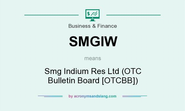 What does SMGIW mean? It stands for Smg Indium Res Ltd (OTC Bulletin Board [OTCBB])