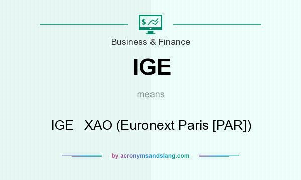 What does IGE mean? It stands for IGE   XAO (Euronext Paris [PAR])