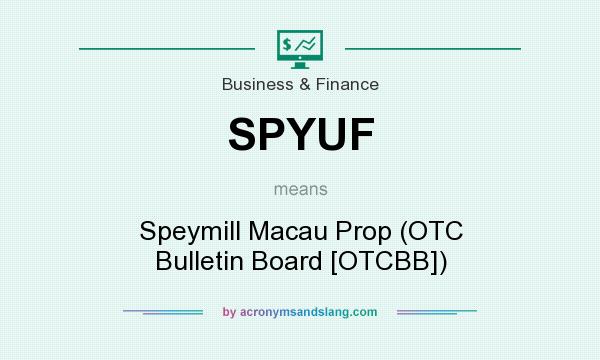 What does SPYUF mean? It stands for Speymill Macau Prop (OTC Bulletin Board [OTCBB])