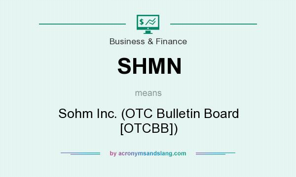 What does SHMN mean? It stands for Sohm Inc. (OTC Bulletin Board [OTCBB])