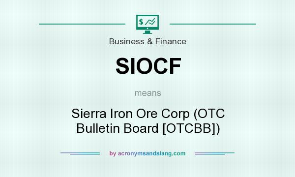 What does SIOCF mean? It stands for Sierra Iron Ore Corp (OTC Bulletin Board [OTCBB])