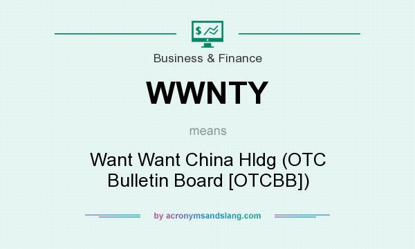 What does WWNTY mean? It stands for Want Want China Hldg (OTC Bulletin Board [OTCBB])