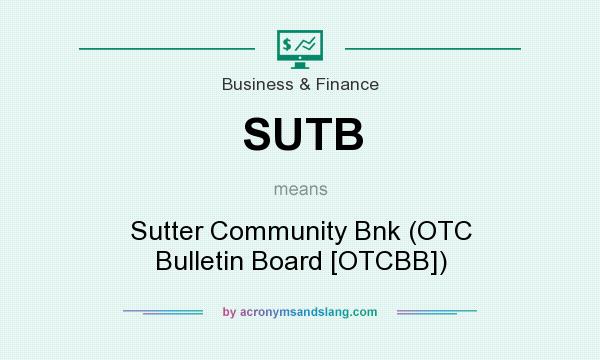 What does SUTB mean? It stands for Sutter Community Bnk (OTC Bulletin Board [OTCBB])