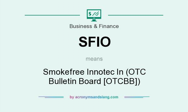 What does SFIO mean? It stands for Smokefree Innotec In (OTC Bulletin Board [OTCBB])