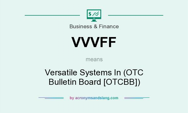 What does VVVFF mean? It stands for Versatile Systems In (OTC Bulletin Board [OTCBB])