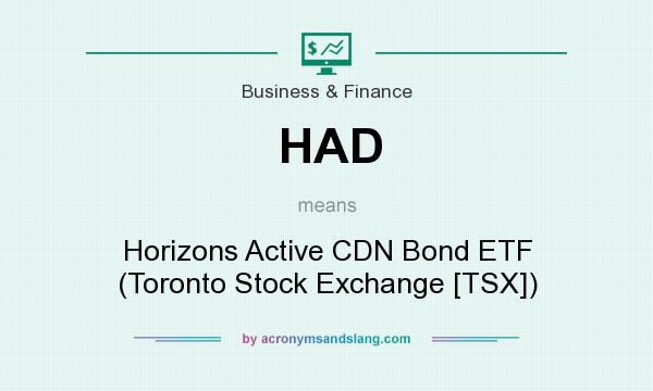 What does HAD mean? It stands for Horizons Active CDN Bond ETF (Toronto Stock Exchange [TSX])