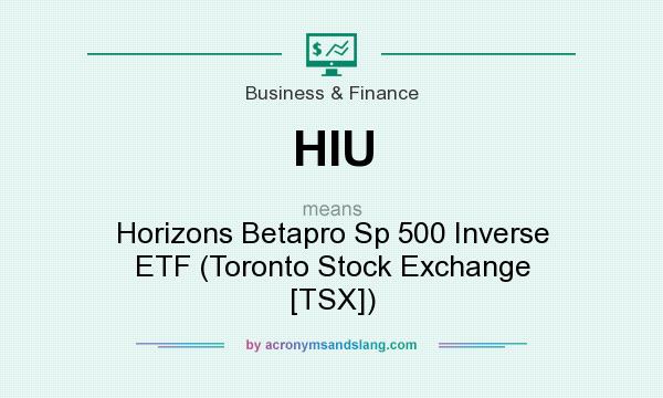 What does HIU mean? It stands for Horizons Betapro Sp 500 Inverse ETF (Toronto Stock Exchange [TSX])