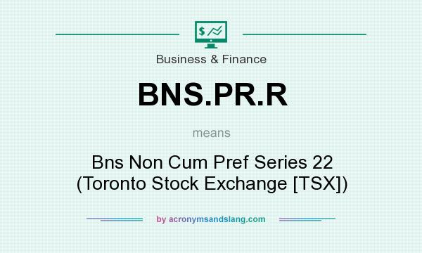 What does BNS.PR.R mean? It stands for Bns Non Cum Pref Series 22 (Toronto Stock Exchange [TSX])