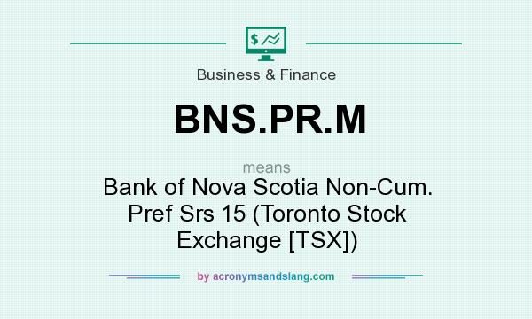 What does BNS.PR.M mean? It stands for Bank of Nova Scotia Non-Cum. Pref Srs 15 (Toronto Stock Exchange [TSX])