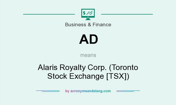 What does AD mean? It stands for Alaris Royalty Corp. (Toronto Stock Exchange [TSX])
