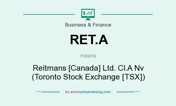 What does RET.A mean? It stands for Reitmans [Canada] Ltd. Cl.A Nv (Toronto Stock Exchange [TSX])
