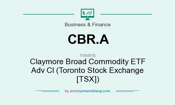 What does CBR.A mean? It stands for Claymore Broad Commodity ETF Adv Cl (Toronto Stock Exchange [TSX])