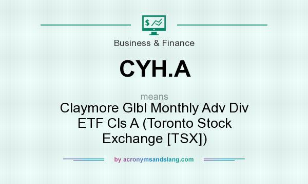 What does CYH.A mean? It stands for Claymore Glbl Monthly Adv Div ETF Cls A (Toronto Stock Exchange [TSX])