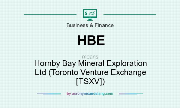What does HBE mean? It stands for Hornby Bay Mineral Exploration Ltd (Toronto Venture Exchange [TSXV])