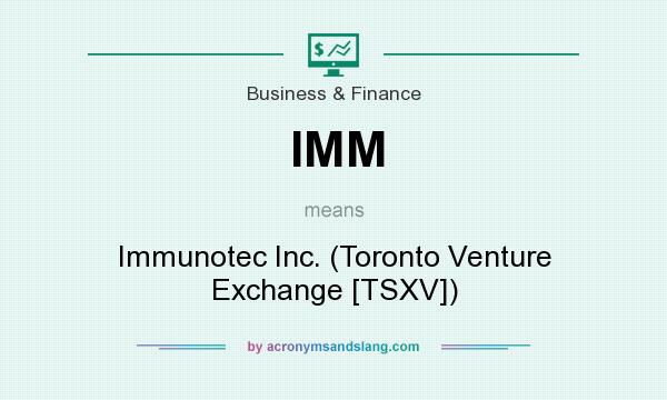 What does IMM mean? It stands for Immunotec Inc. (Toronto Venture Exchange [TSXV])