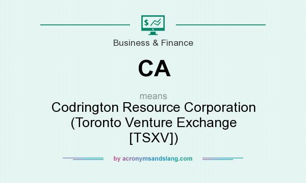 What does CA mean? It stands for Codrington Resource Corporation (Toronto Venture Exchange [TSXV])