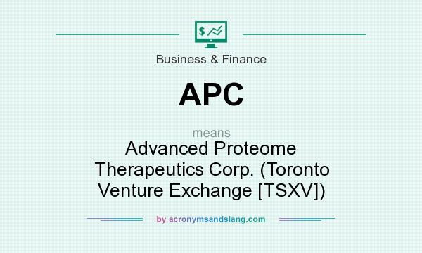 What does APC mean? It stands for Advanced Proteome Therapeutics Corp. (Toronto Venture Exchange [TSXV])