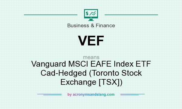 What does VEF mean? It stands for Vanguard MSCI EAFE Index ETF Cad-Hedged (Toronto Stock Exchange [TSX])