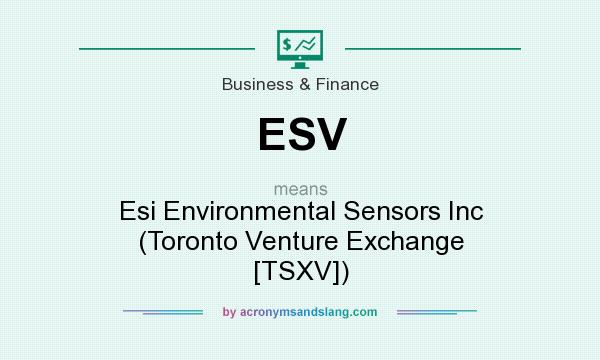 What does ESV mean? It stands for Esi Environmental Sensors Inc (Toronto Venture Exchange [TSXV])