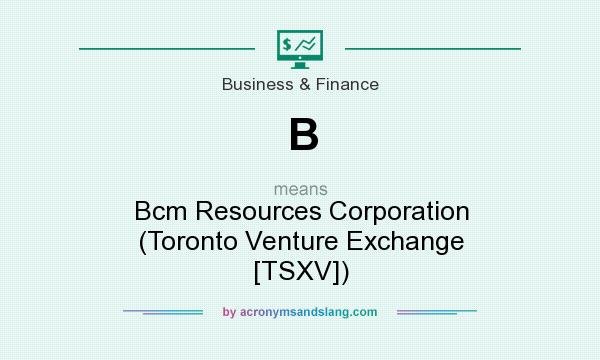 What does B mean? It stands for Bcm Resources Corporation (Toronto Venture Exchange [TSXV])