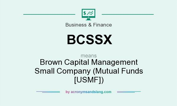 What does BCSSX mean? It stands for Brown Capital Management Small Company (Mutual Funds [USMF])