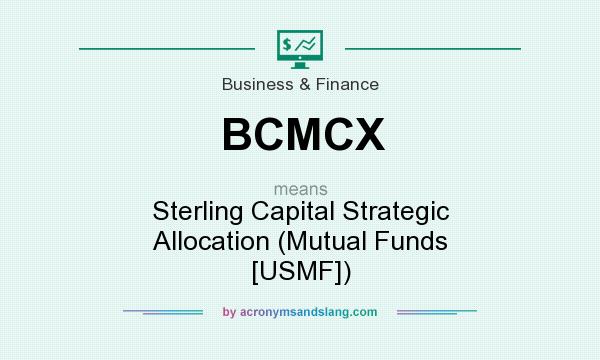 What does BCMCX mean? It stands for Sterling Capital Strategic Allocation (Mutual Funds [USMF])
