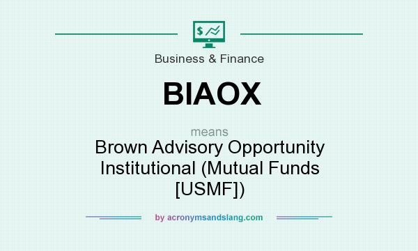 What does BIAOX mean? It stands for Brown Advisory Opportunity Institutional (Mutual Funds [USMF])
