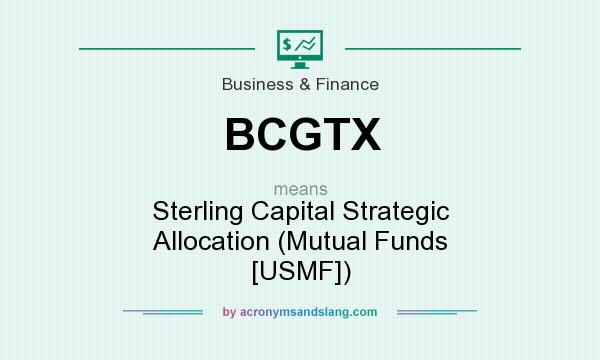 What does BCGTX mean? It stands for Sterling Capital Strategic Allocation (Mutual Funds [USMF])