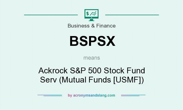 What does BSPSX mean? It stands for Ackrock S&P 500 Stock Fund Serv (Mutual Funds [USMF])