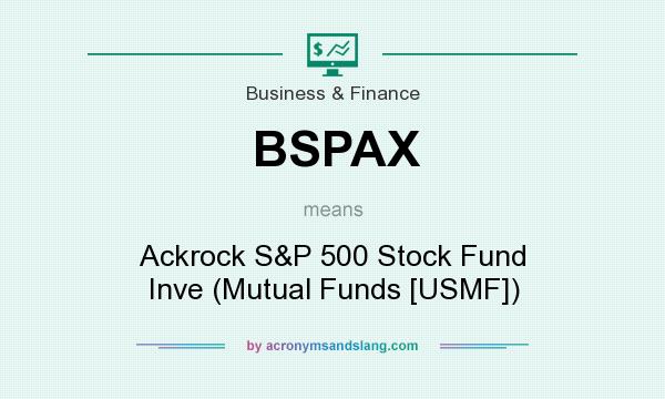What does BSPAX mean? It stands for Ackrock S&P 500 Stock Fund Inve (Mutual Funds [USMF])
