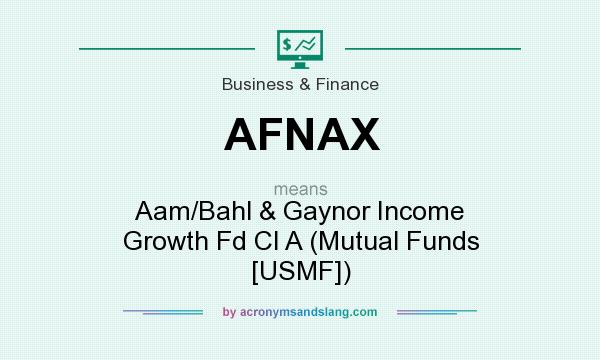 What does AFNAX mean? It stands for Aam/Bahl & Gaynor Income Growth Fd Cl A (Mutual Funds [USMF])